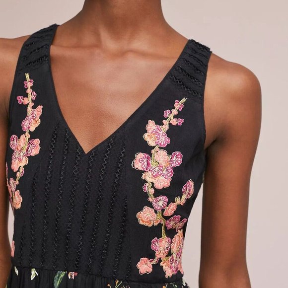 ANTHROPOLOGIE NWT Maeve "Lola" Embroidered Floral Midi Dress - Small - Picture 4 of 6